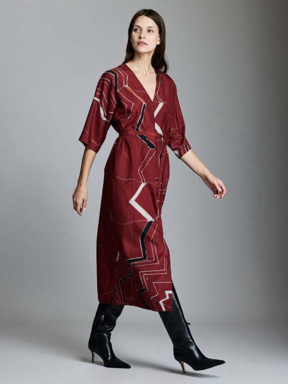 Billy Reid / Garmentory Maroon Geometric Dress - Picture 2 of 4